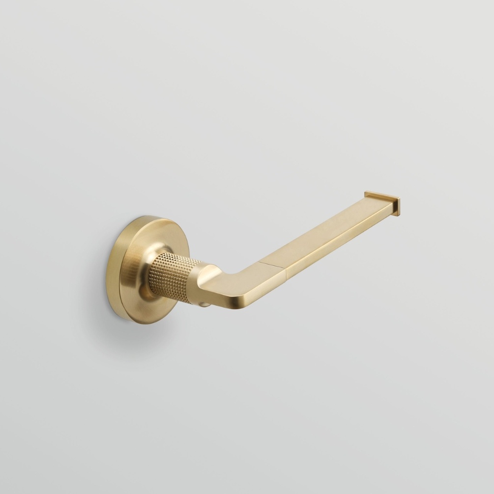 Origin Living Baxter Brushed Brass Open Toilet Roll Holder Cut Out